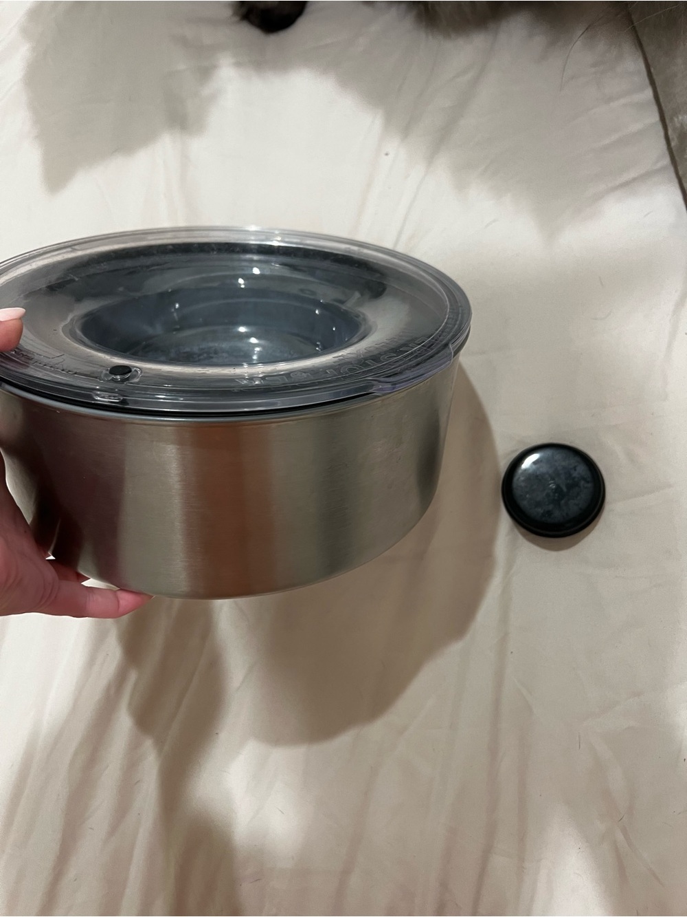 Stainless Steel Dog Bowl with Clear Lid - Slobber Stopper